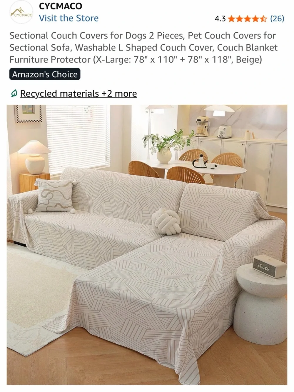 Beige Herringbone Sectional Couch Cover 200x300+200x300 CM